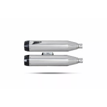 Overlapped Slip-Ons Muffler for HD-SOFTAIL M8 — 2 Slip-On, polished stainless steel, black end cap, right-mounted