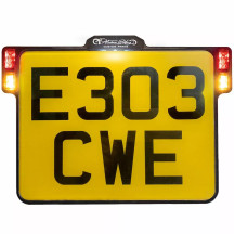 License Plate Holder 3-in-1 for EU Countries — United Kingdom plate size, black, LED