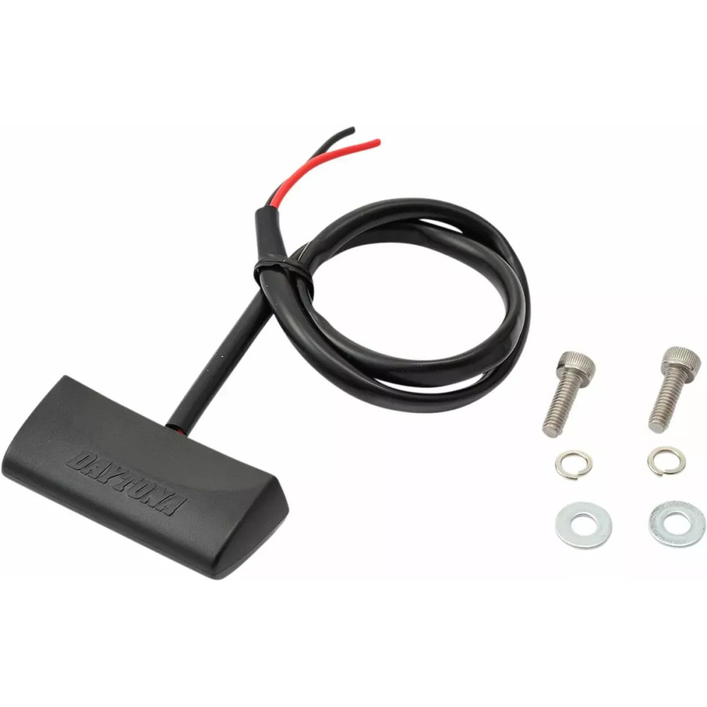 License Plate Light — 14×49×19.8 mm, M4×P0.7 thread, 24 mm spacing, 12V, black