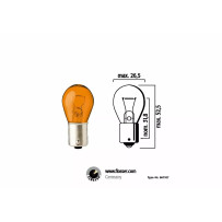 Filament Bulbs — 12V, BA15s (PY21W), Amber