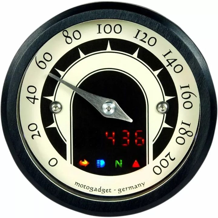 Mst Velocímetros — 49 mm, negro anodizado, pulido, acabado latón