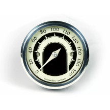 Mst Speedometers — 49 mm, anodized black, polished, brass