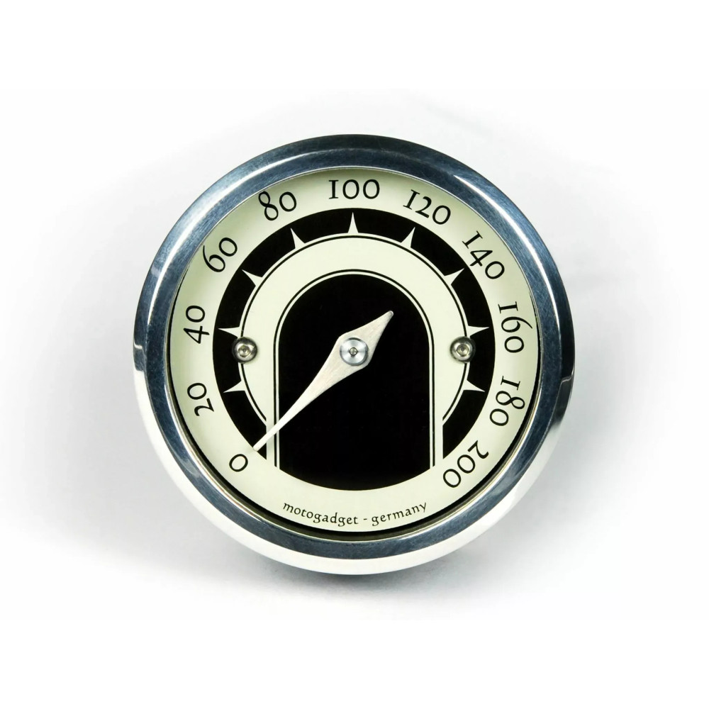Mst Speedometers — 49 mm, anodized black, polished, brass