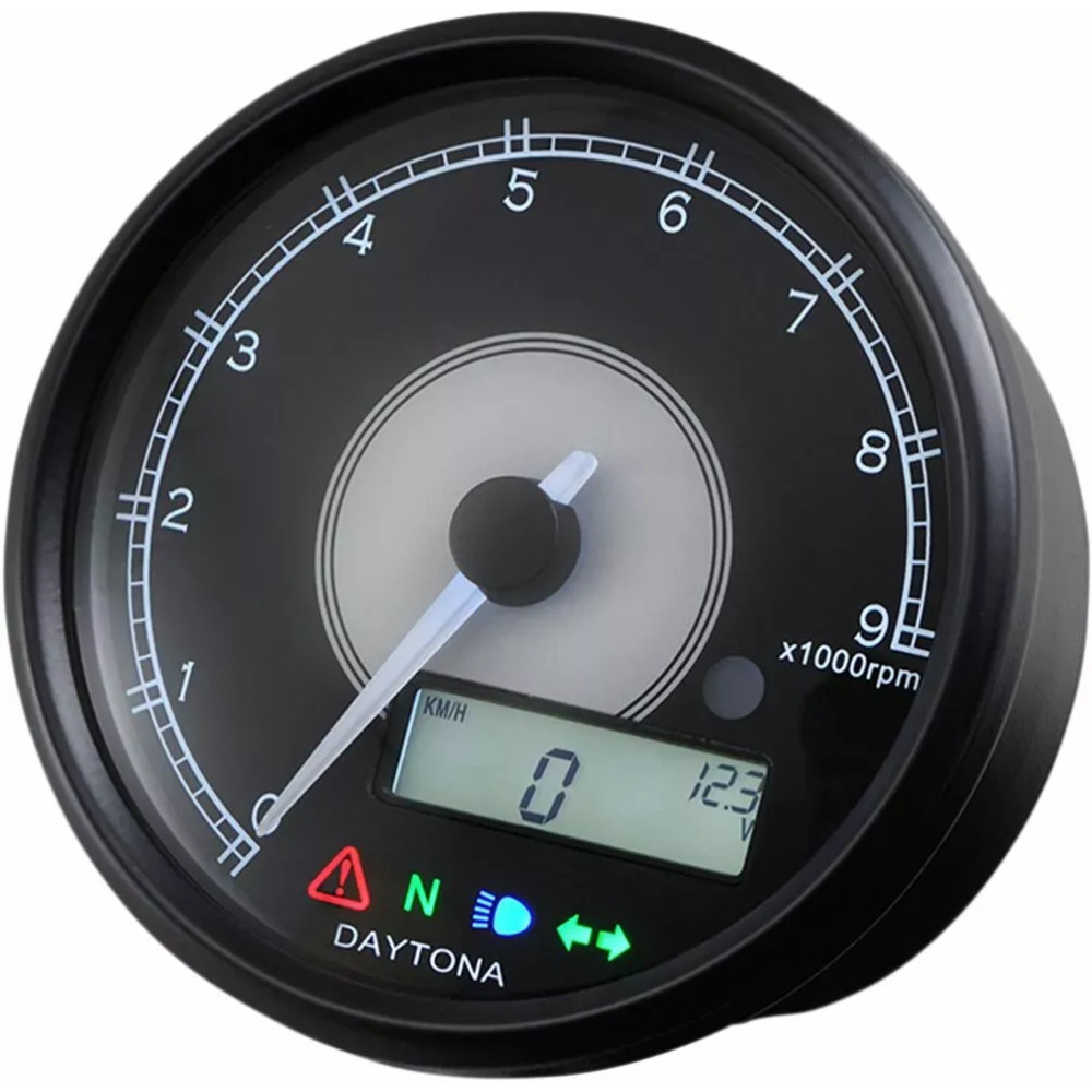 Tacómetro — carcasa negra, aluminio