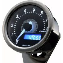 Tachometer — black, aluminum housing