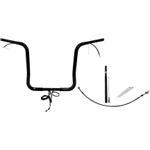 Kit de manillar redondo superior EZ Install cableado 1-1/4" — barra 1-1/4" (32 mm), abrazadera 1" (25.4 mm), alzada 16", negro