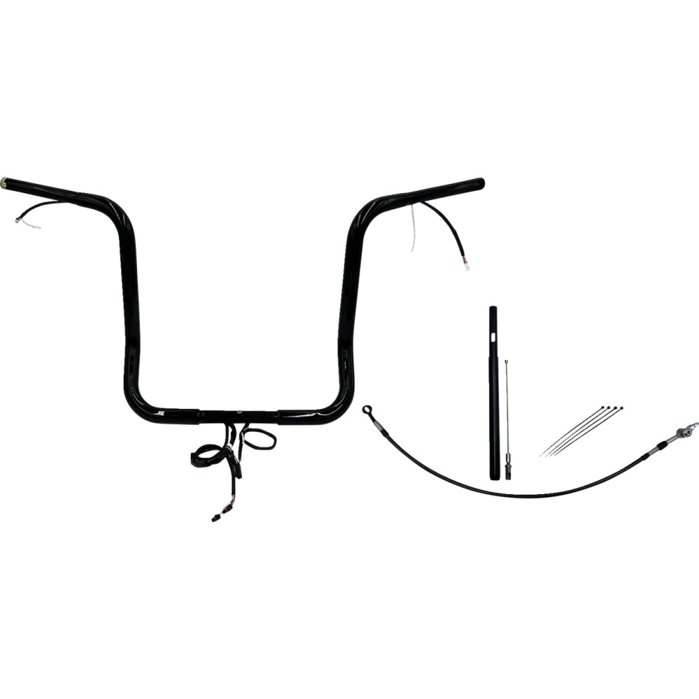 Kit de manillar redondo superior EZ Install cableado 1-1/4" — barra 1-1/4" (32 mm), abrazadera 1" (25.4 mm), alzada 16", negro