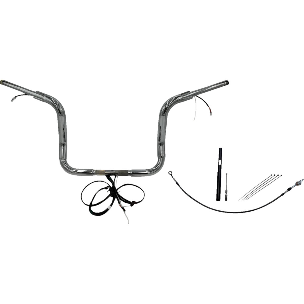 EZ Install Wired 1-1/2" Round Top Handlebar Kit — 1-1/2" dia., 12" rise, Chrome