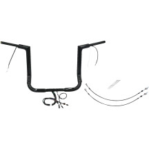 Kit EZ Install de manillar plano con cableado 1-1/2" — diámetro 1-1/2", elevación 14", ancho central 15", negro