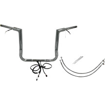 EZ Install Wired 1-1/2" Flat Top Handlebar Kit — 1-1/2" dia., 14" rise, 15" center width, Chrome