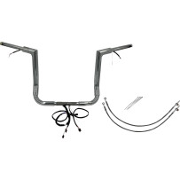 EZ Install Wired 1-1/2" Flat Top Handlebar Kit — 1-1/2" dia., 14" rise, 15" center width, Chrome