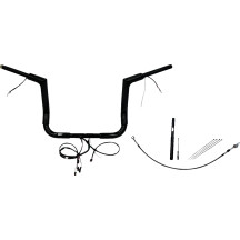 EZ Install Wired 1-1/2" Flat Top Handlebar Kit — 1-1/2" diameter, 12" rise, 36" width, Black