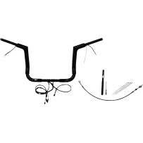 EZ Install Wired 1-1/2" Flat Top Handlebar Kit — 1-1/2" diameter, 12" rise, 36" width, Black