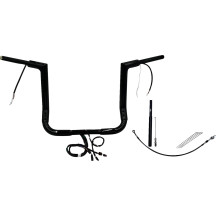 Kit EZ Install de manillar Flat Top cableado 1-1/2" — diámetro 38 mm, alzada 35,5 cm, ancho 91,5 cm, negro