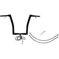 Kit de manillar plano con cableado EZ Install 1-1/2" — 1-1/2" dia., 16" elevación, 35" ancho, 1-1/4" abrazadera, Negro