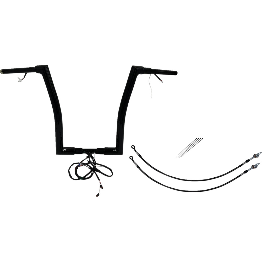 Kit de manillar plano con cableado EZ Install 1-1/2" — 1-1/2" dia., 16" elevación, 35" ancho, 1-1/4" abrazadera, Negro