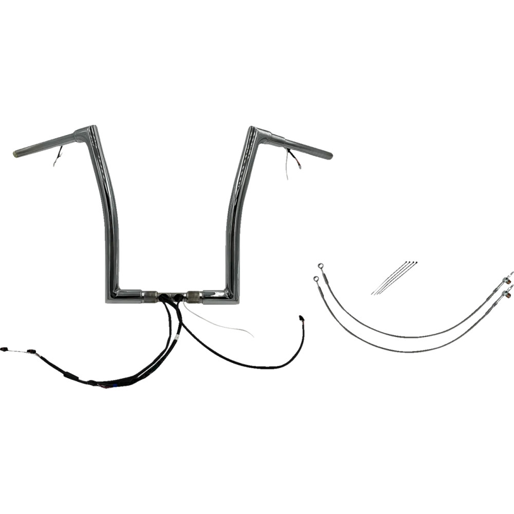 Kit de manillar plano EZ Install con cableado 1-1/2" — 1-1/2" de diámetro, 16" de elevación, 35" de ancho, cromado