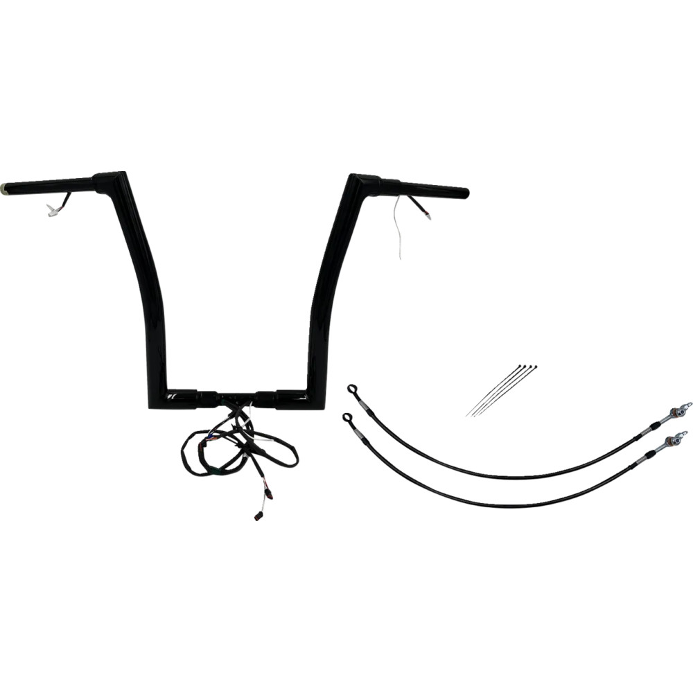 EZ Install Wired 1-1/2" Flat Top Handlebar Kit — 1-1/2" dia, 35" width, 16" rise, Black