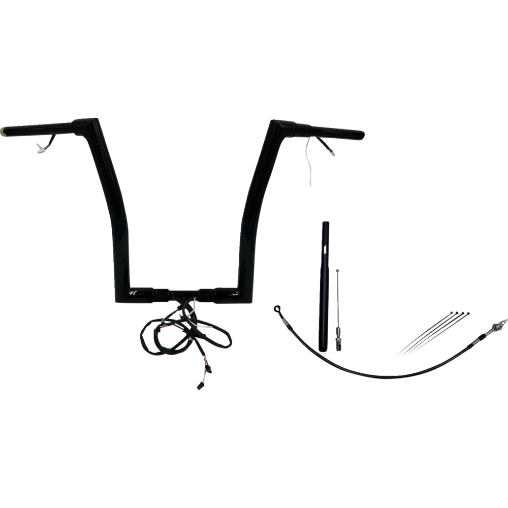 Kit de manillar plano EZ Install Wired 1-1/2" — 1-1/2" dia (38 mm), abrazadera 1-1/4" (32 mm), 35" ancho, Negro