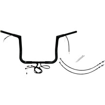 EZ Install Wired 1-1/4" Flat Top Handlebar Kit — 1-1/4" dia, 1" clamp, 12" rise