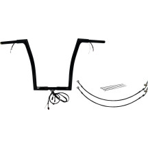 Kit de manillar Flat Top EZ Install con cableado 1-1/4" — abrazadera 1-1/4", 35" ancho, 16" subida, Negro