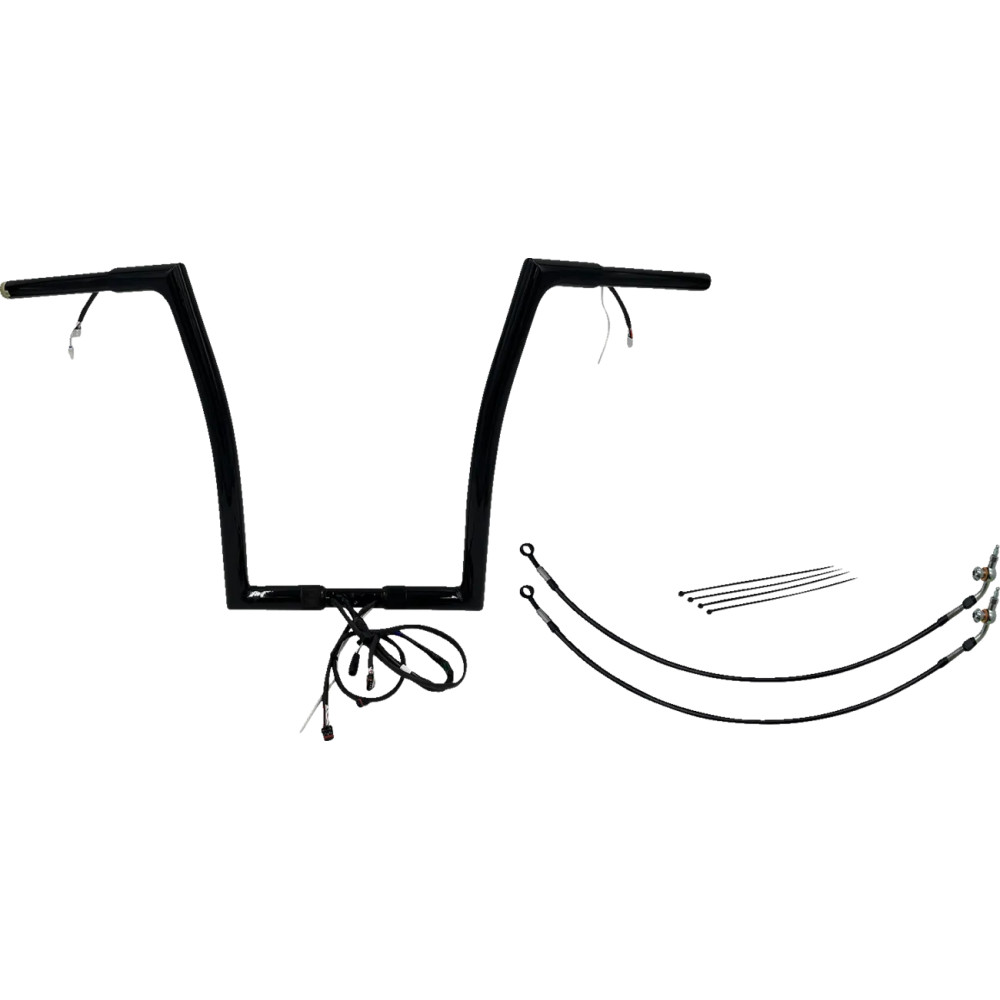 Kit de manillar Flat Top EZ Install con cableado 1-1/4" — abrazadera 1-1/4", 35" ancho, 16" subida, Negro