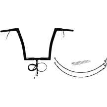 Kit de manillar plano EZ Install con cableado 1-1/4" — 32 mm (1-1/4"), 89 cm (35" ancho), 35,5 cm (14" subida), Negro