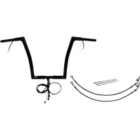 Kit de manillar plano EZ Install con cableado 1-1/4" — 32 mm (1-1/4"), 89 cm (35" ancho), 35,5 cm (14" subida), Negro