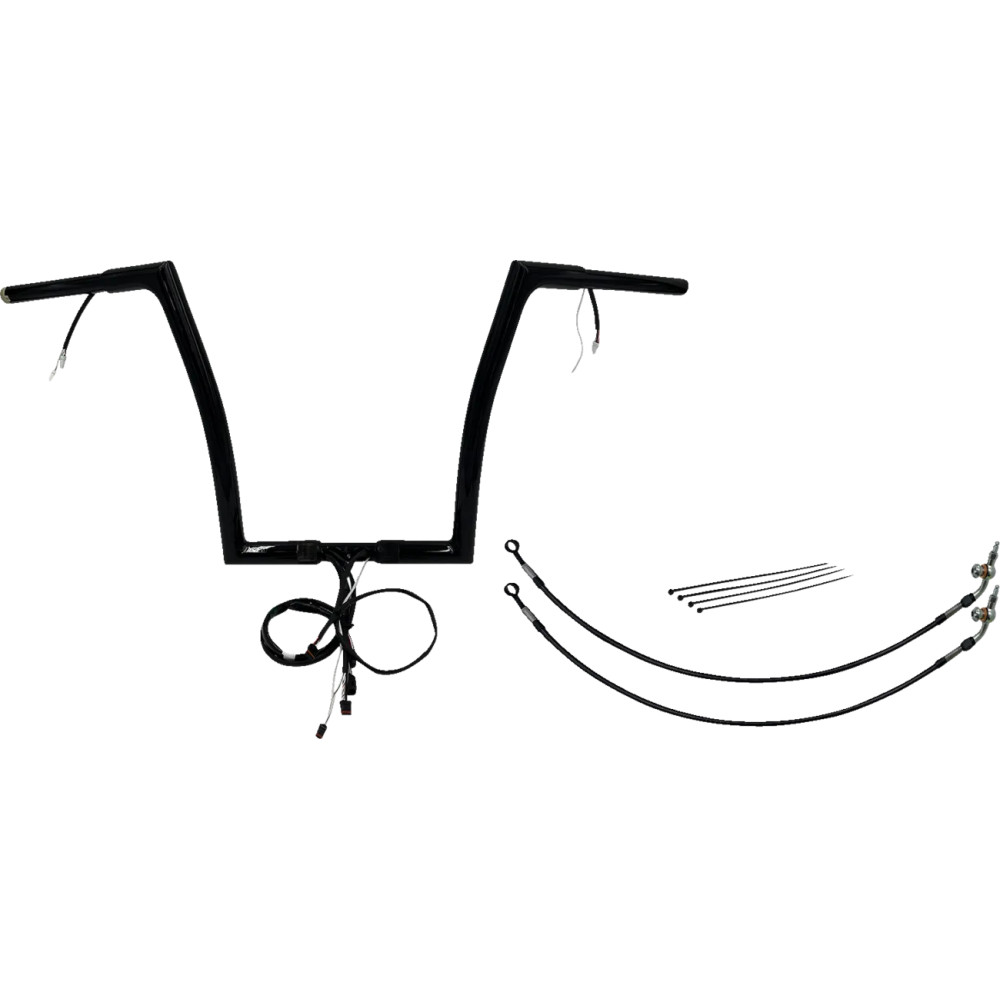 Kit de manillar plano EZ Install con cableado 1-1/4" — 32 mm (1-1/4"), 89 cm (35" ancho), 35,5 cm (14" subida), Negro