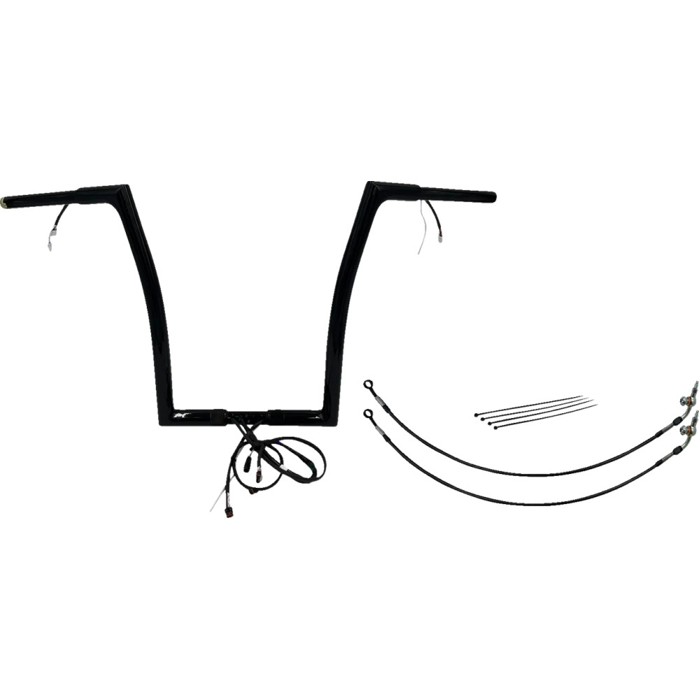 Kit de manillar plano con cableado EZ Install 1-1/4" — abrazadera 1-1/4", 16" de elevación, 35" de ancho, negro