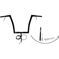 Kit de manillar plano 1-1/4" con cableado y montaje EZ — 35" de ancho, 14" de elevación, Negro