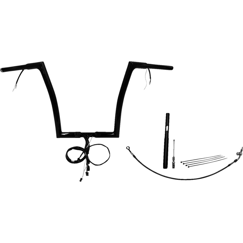 Kit de manillar plano 1-1/4" con cableado y montaje EZ — 35" de ancho, 14" de elevación, Negro