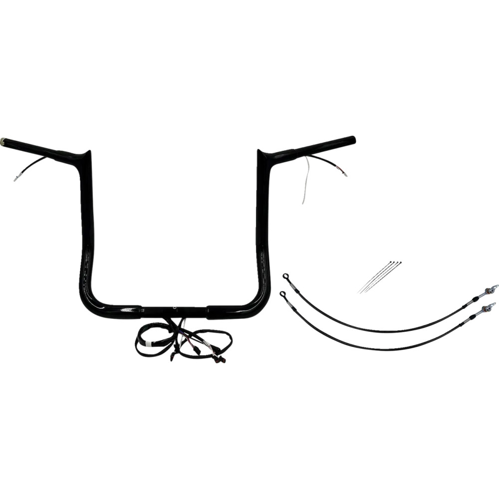 Kit de manillar puntiagudo cableado EZ Install 1-1/4" — diámetro 1-1/4", alzada 14", ancho 36", Negro