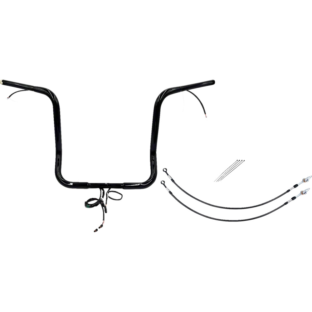 Kit de manillar cableado EZ Install 1-1/4" con tope puntiagudo — 32 mm (1-1/4") diámetro, 25.4 mm (1") abrazadera, Negro