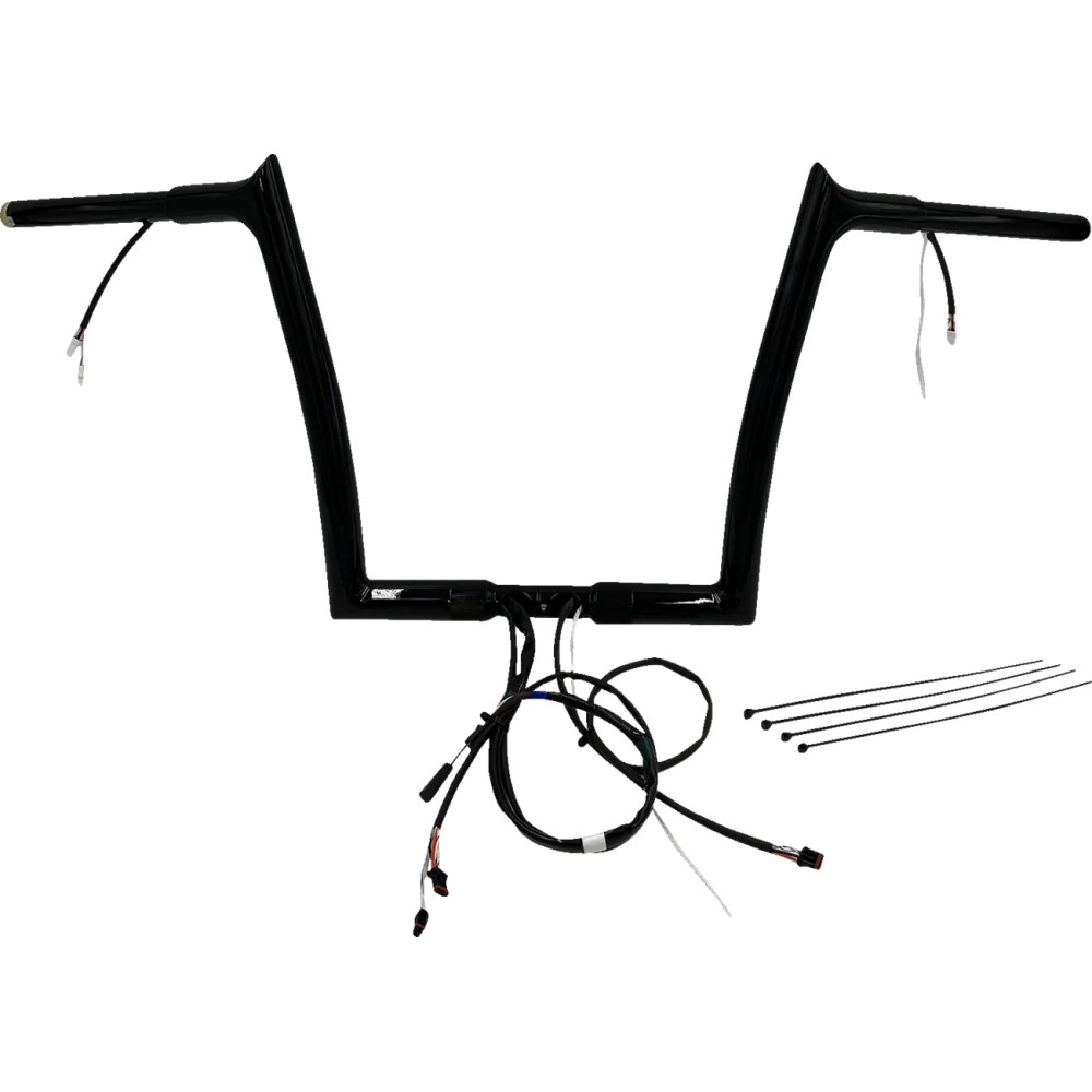 Kit EZ Install de manillar cableado 1-1/4" con punta superior — Negro, 1-1/4", 12" de elevación