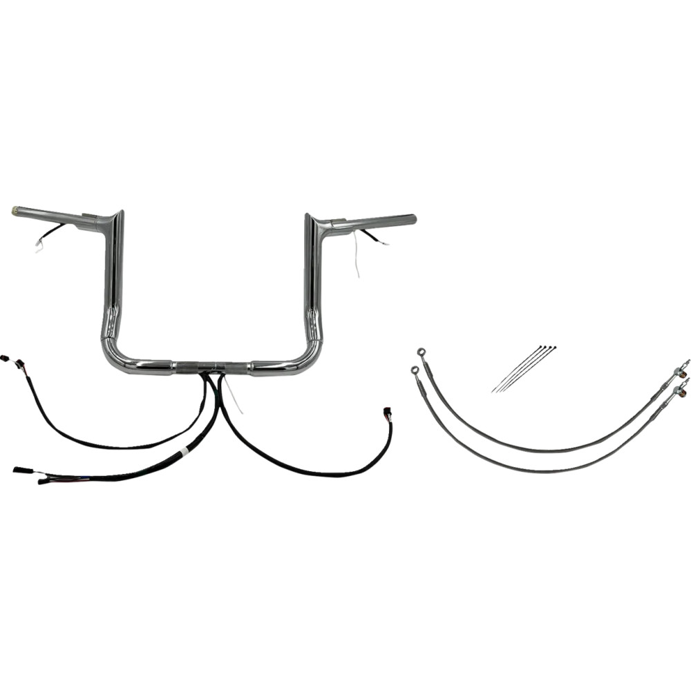 Kit de manillar EZ Install Wired 1-1/2" Pointed Top — 1-1/2" de diámetro, 12" de elevación, 36" de ancho, Cromo