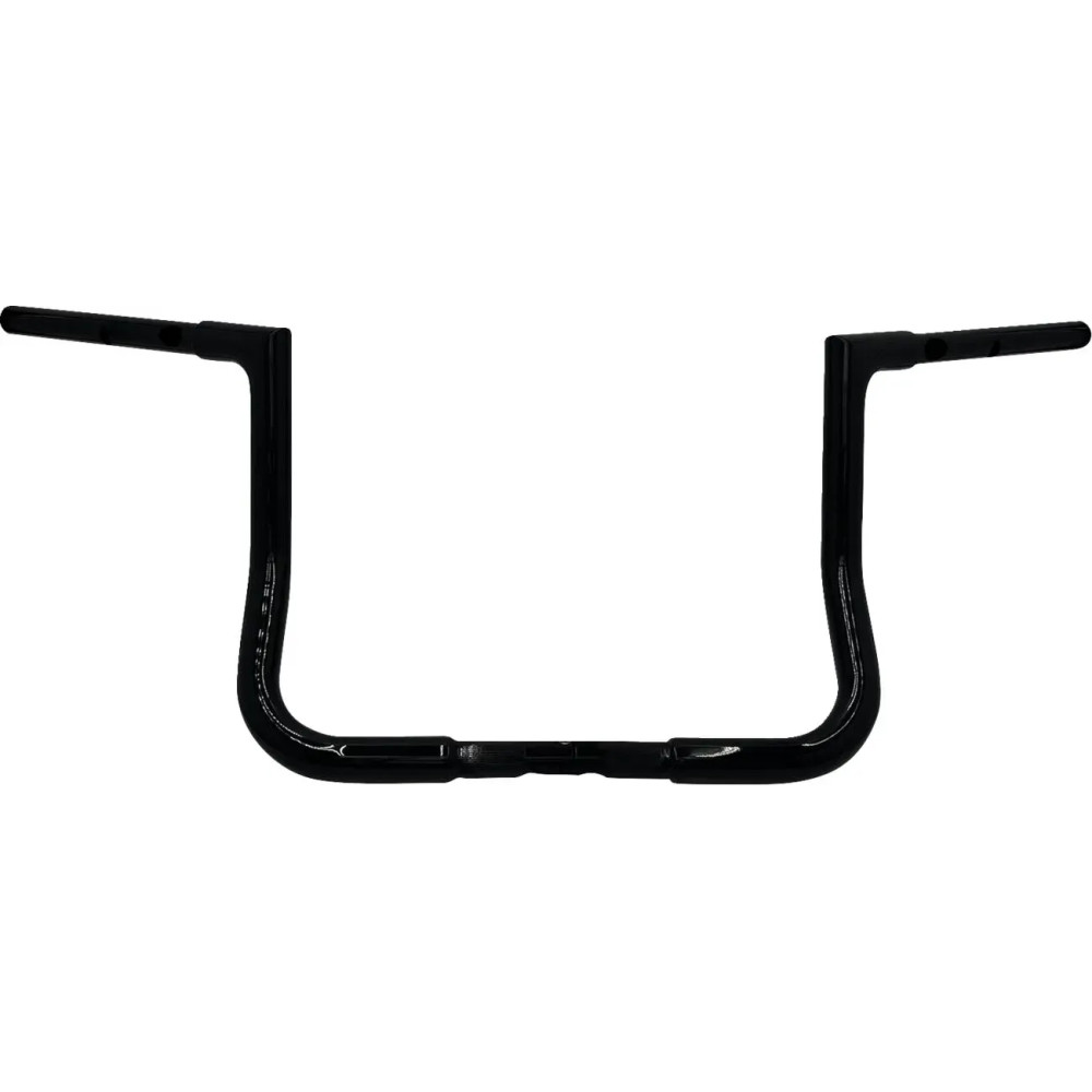 Manillar plano 1-1/4" con instalación EZ — elevación 12", retroceso 9", ancho central 15-1/2", Negro