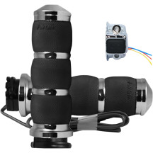 Heated Grips — 25.4 mm (1") handlebar diameter, 14 cm (5-1/2") length, Black, Chrome