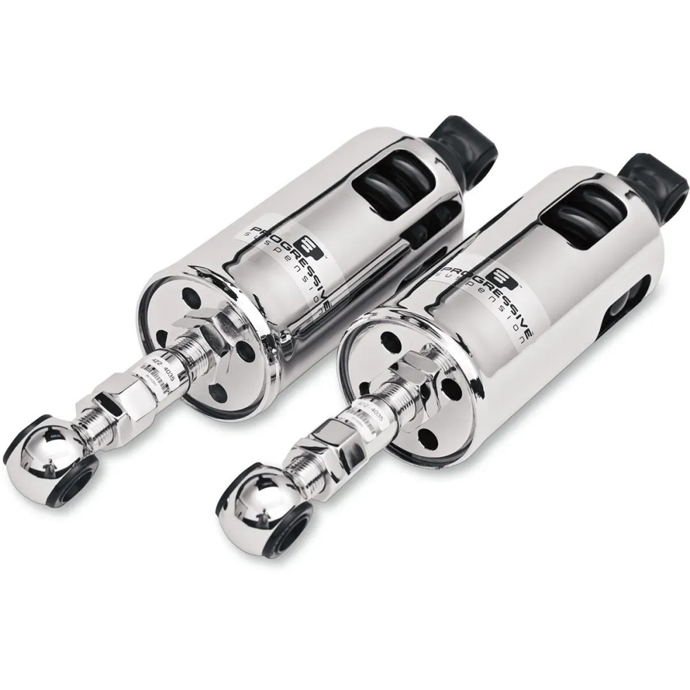 422 Series Shocks — Pair, rear, adjustable up to 2" lower, chrome