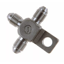 Brake Line Tee — -3 junction block, stainless steel, silver