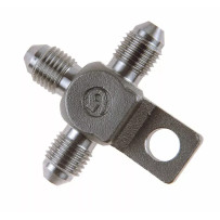 Brake Line Tee — -3 junction block, stainless steel, silver