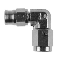 600 Series Swivel — 90° bend, -3 hose fitting, Chrome