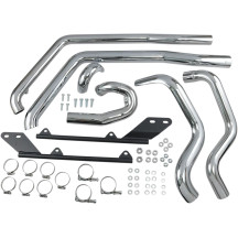 Power Curve True-Dual Crossover Header Pipes — 2-Into-2 system, Chrome, fits Softail