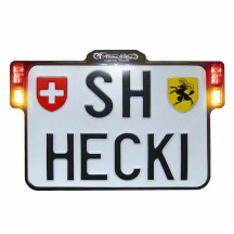 All-in-One 2.0 License Plate Holder w/ LED Plate Lights, Brake and Rear Lights — 14 cm, Swiss plate size