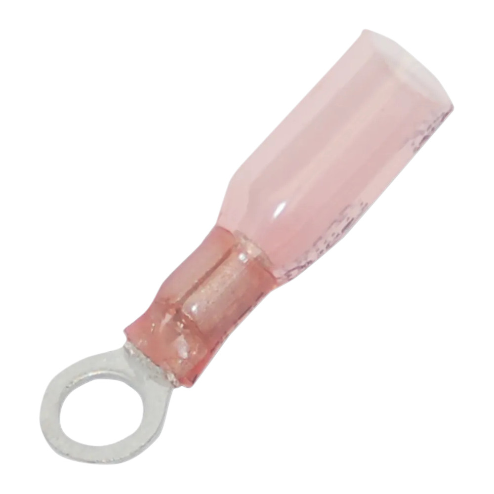 Heat Shrink Quick Disconnects and Terminals — Ring terminal, 22-18 AWG, 25 pack, Pink