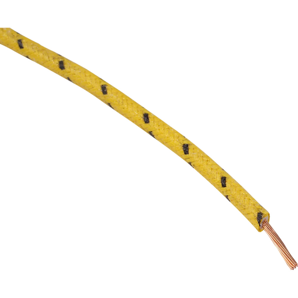 Fabric-Braided Hook-Up Wire — 16 AWG, 25', 60 V DC, Yellow