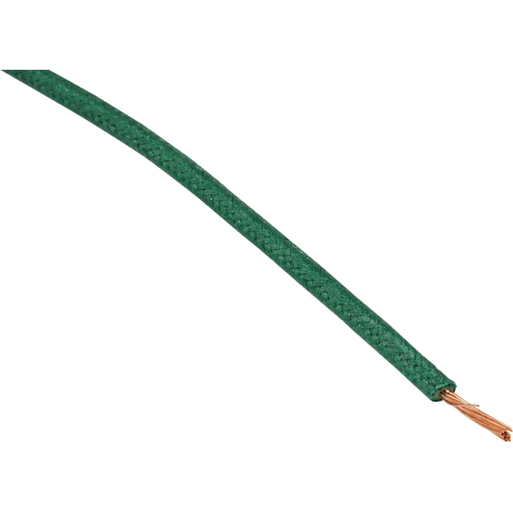 Fabric-Braided Hook-Up Wire — 60 V DC, 16 AWG, 7.6 m (25'), Green