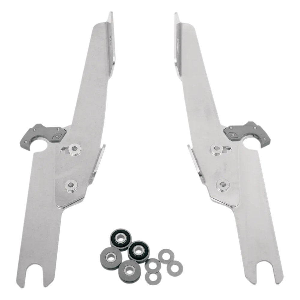 Fats/Slim Windshield Trigger-Lock Complete Mount Kit — Polished, Fits Memphis Fats and Memphis Slim (no OEM light bar)