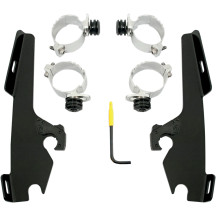 Fats/Slim Windshield Trigger-Lock Complete Mount Kit — Fits Memphis Fats/Slim, no OEM light bar, Black