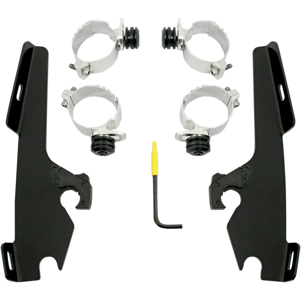 Fats/Slim Windshield Trigger-Lock Complete Mount Kit — Fits Memphis Fats/Slim, no OEM light bar, Black